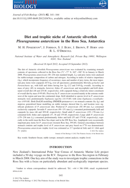 Diet and Trophic Niche of Antarctic Silverfish Pleuragramma