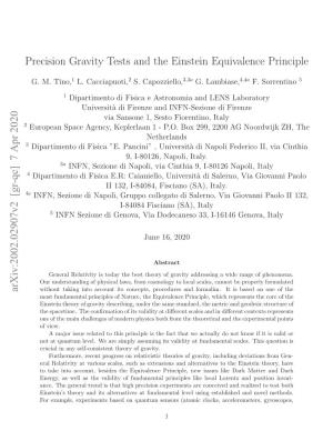 Precision Gravity Tests and the Einstein Equivalence Principle