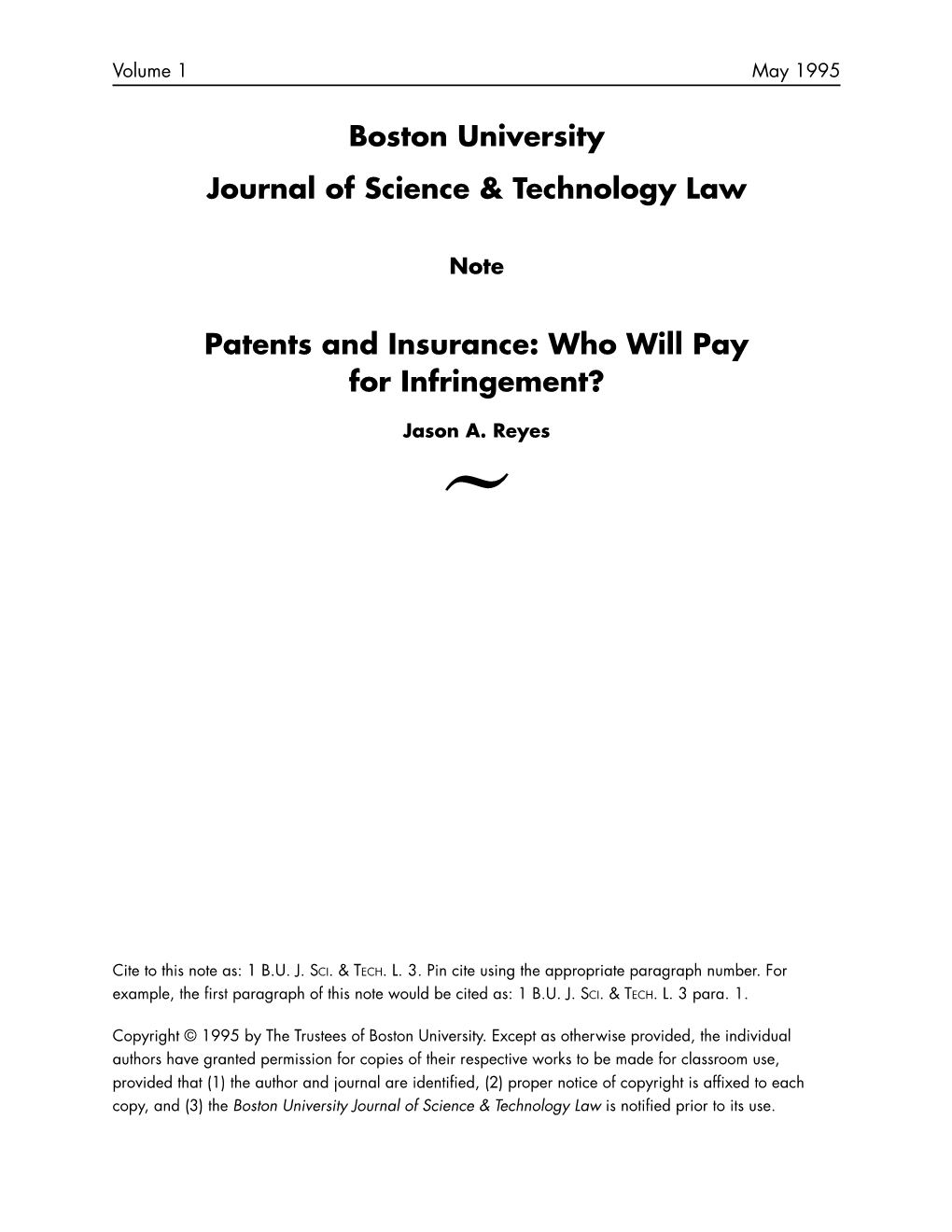 Boston University Journal of Science & Technology Law Patents And