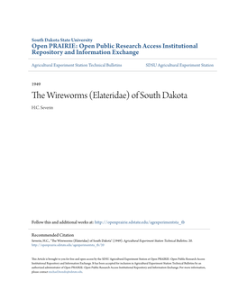 THE WIREWORMS (Elateridae) of SOUTH DAKOTA