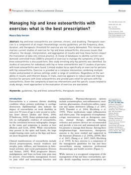 Managing Hip and Knee Osteoarthritis with Exercise