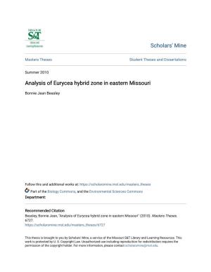 Analysis of Eurycea Hybrid Zone in Eastern Missouri