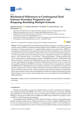 Biochemical Differences in Cerebrospinal Fluid Between Secondary Progressive and Relapsing–Remitting Multiple Sclerosis