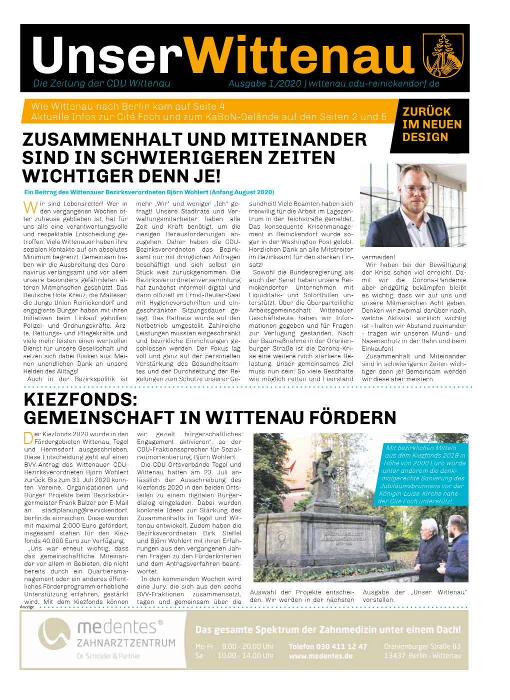Wittenau Die Zeitung Der CDU Wittenau Ausgabe 1/2020 | Wittenau.Cdu-Reinickendorf.De
