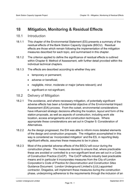 BSCU Ch 18 Summary of Mitigation Measures
