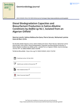 Diesel Biodegradation Capacities and Biosurfactant Production in Saline-Alkaline Conditions by Delftia Sp NL1, Isolated from an Algerian Oilfield