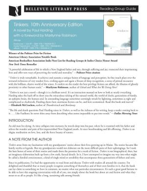 Tinkers: 10Th Anniversary Edition a Novel by Paul Harding with a Foreword by Marilynne Robinson