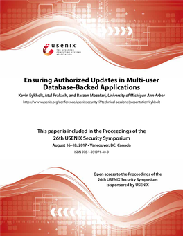 Ensuring Authorized Updates in Multi-User Database-Backed