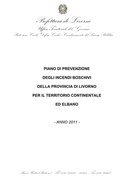 Prefettura Di Livorno Ufficio Territoriale Del Governo Protezione Civile ,Difesa Civile E Coordinamento Del Soccorso Pubblico
