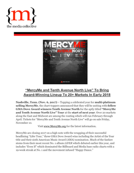 “Mercyme and Tenth Avenue North Live” to Bring Award-Winning