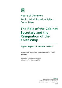 The Role of the Cabinet Secretary and the Resignation of the Chief Whip
