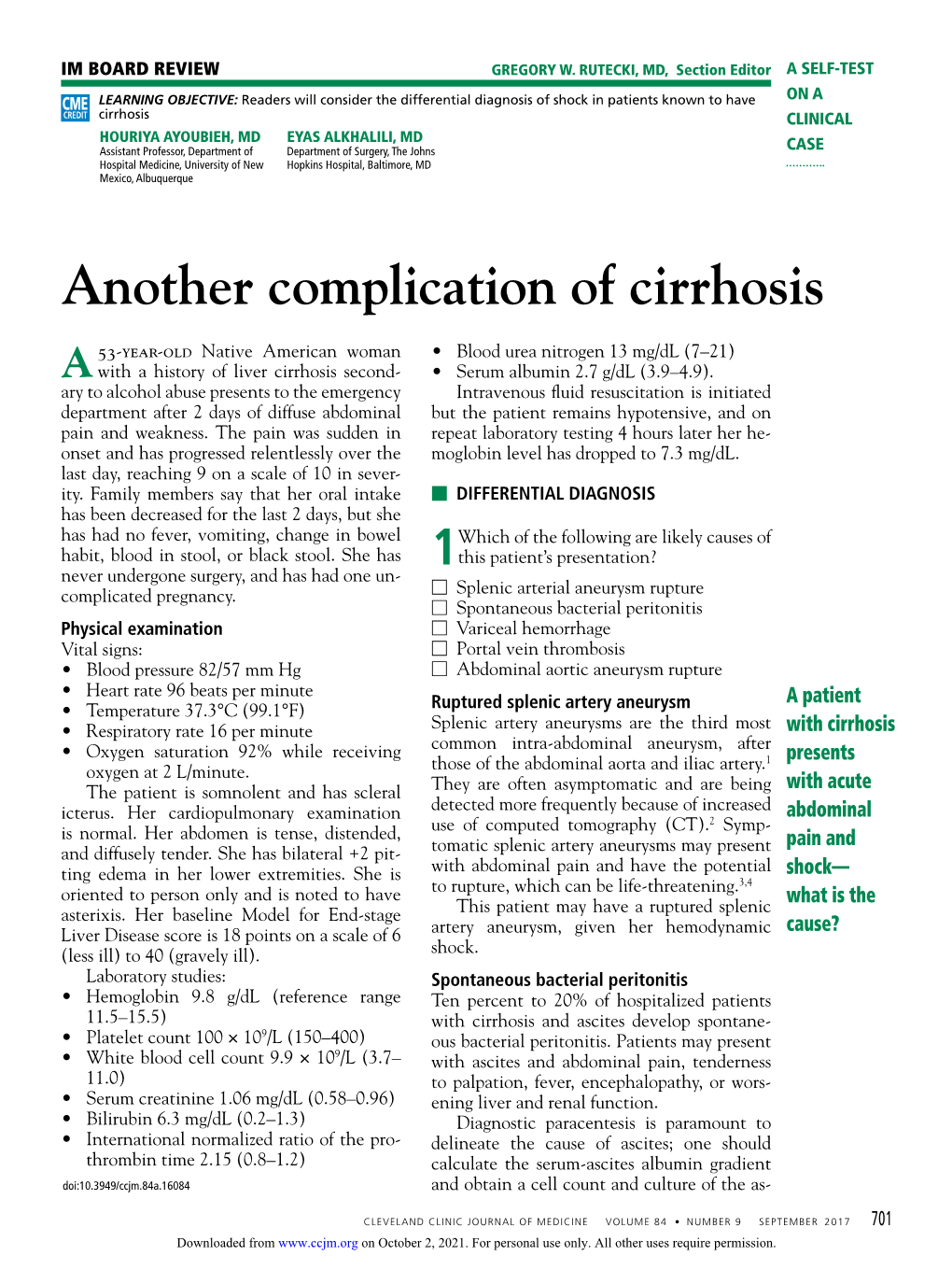 Another Complication of Cirrhosis