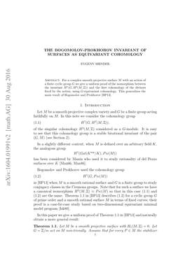 The Bogomolov-Prokhorov Invariant of Surfaces As Equivariant Cohomology