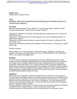 Multiplex Staining by Sequential Immunostaining and Antibody Removal on Routine Tissue Sections