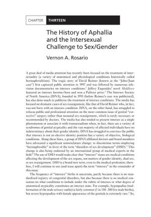 The History of Aphallia and the Intersexual Challenge to Sex/Gender