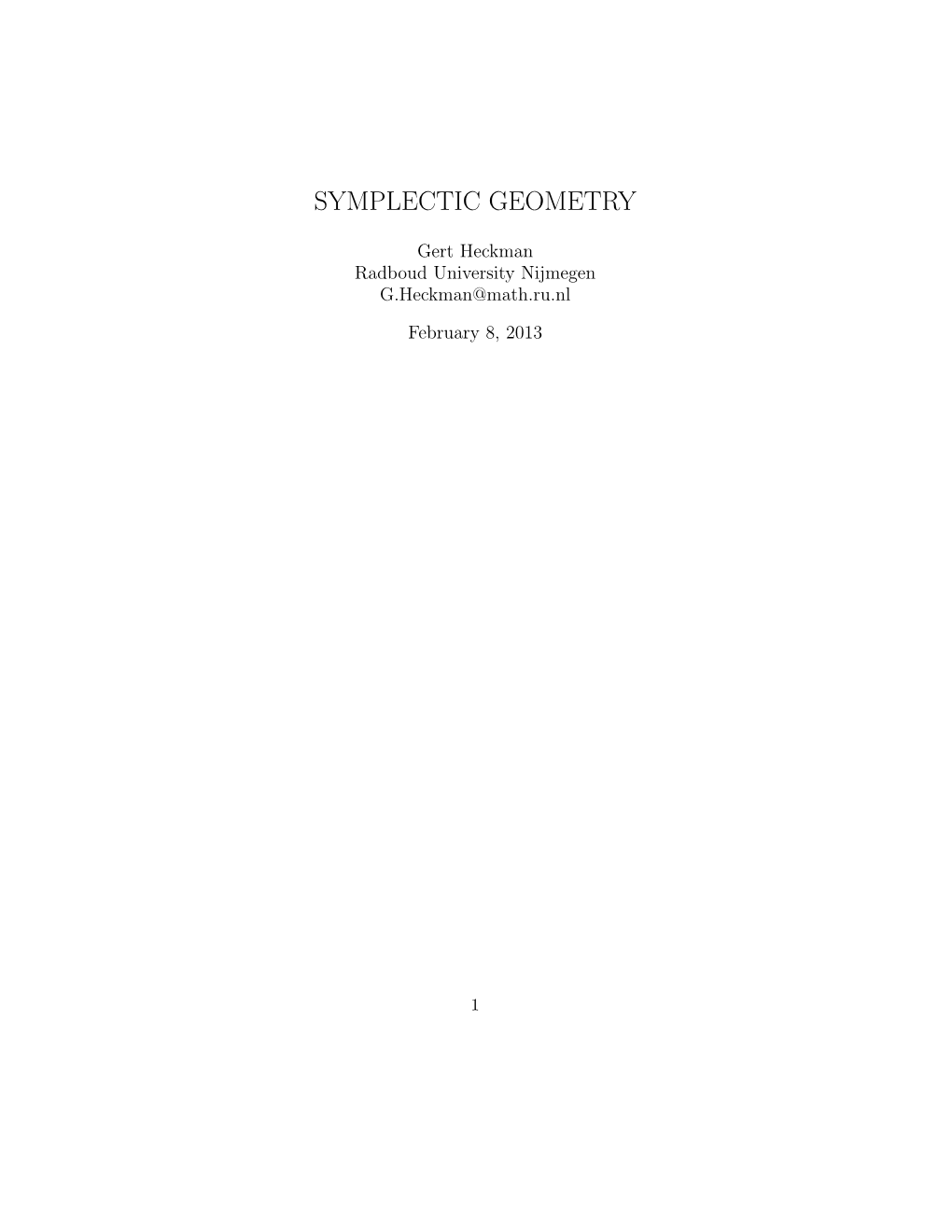 Symplectic Geometry