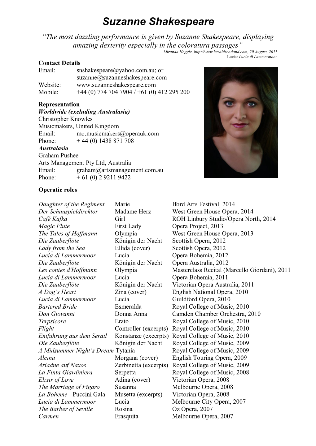 Suzanne Shakespeare CV