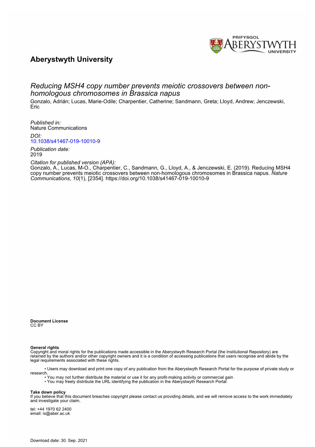 Reducing MSH4 Copy Number Preents Meiotic Crossovers Between