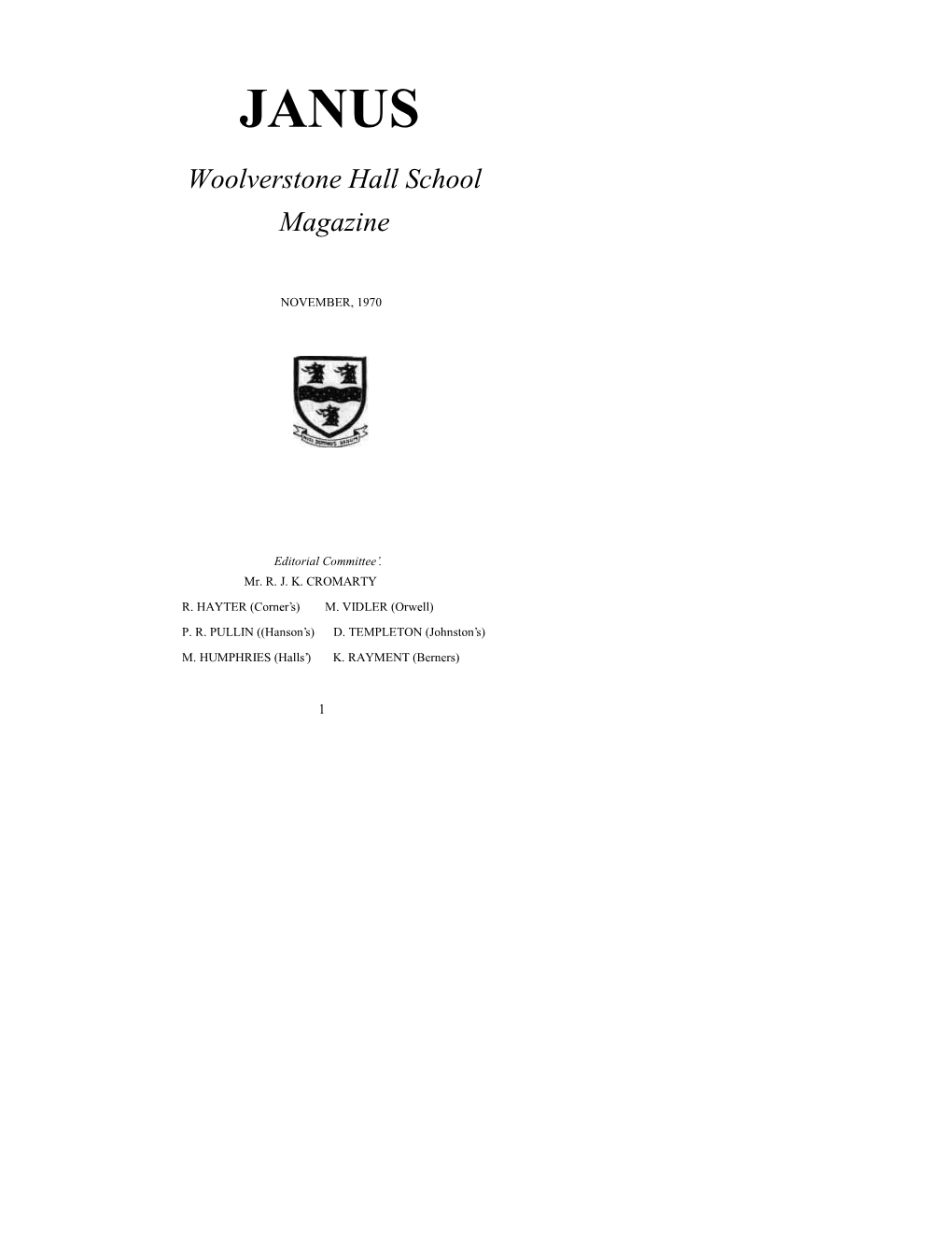 JANUS Woolverstone Hall School Magazine