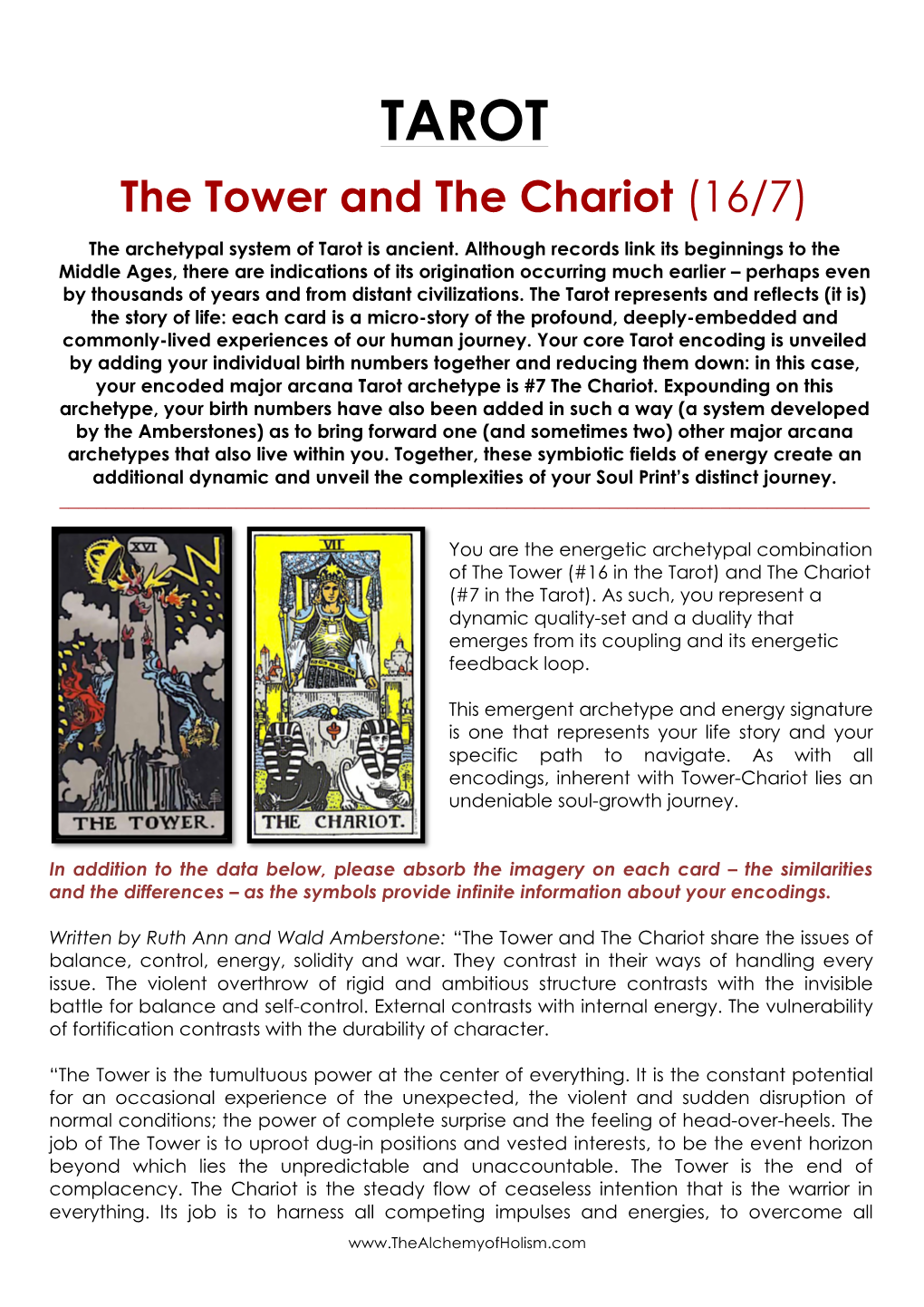 TAROT the Tower and the Chariot