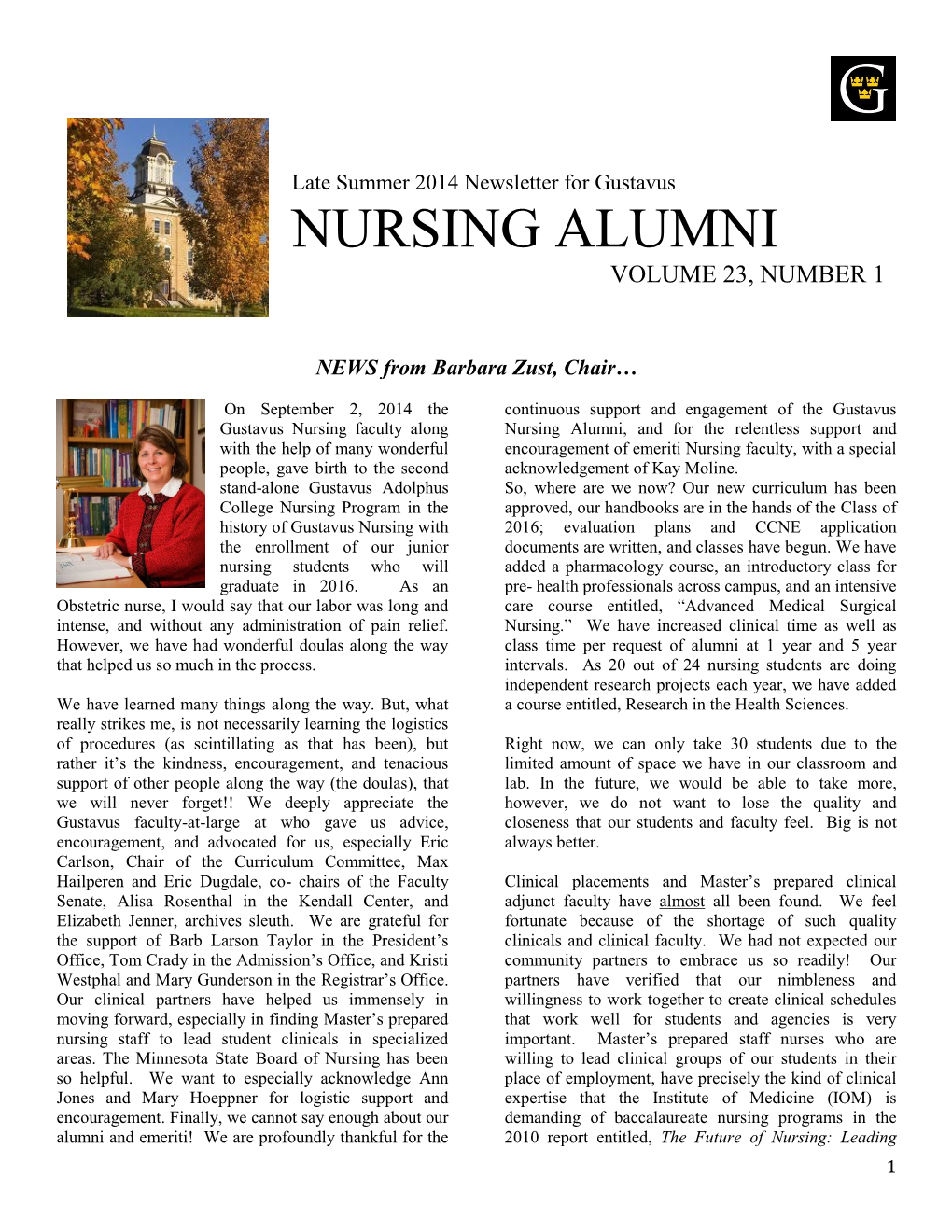 Nursing Alumni Volume 23, Number 1