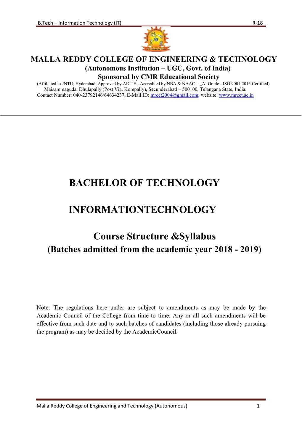 Information Technology (IT) R-18