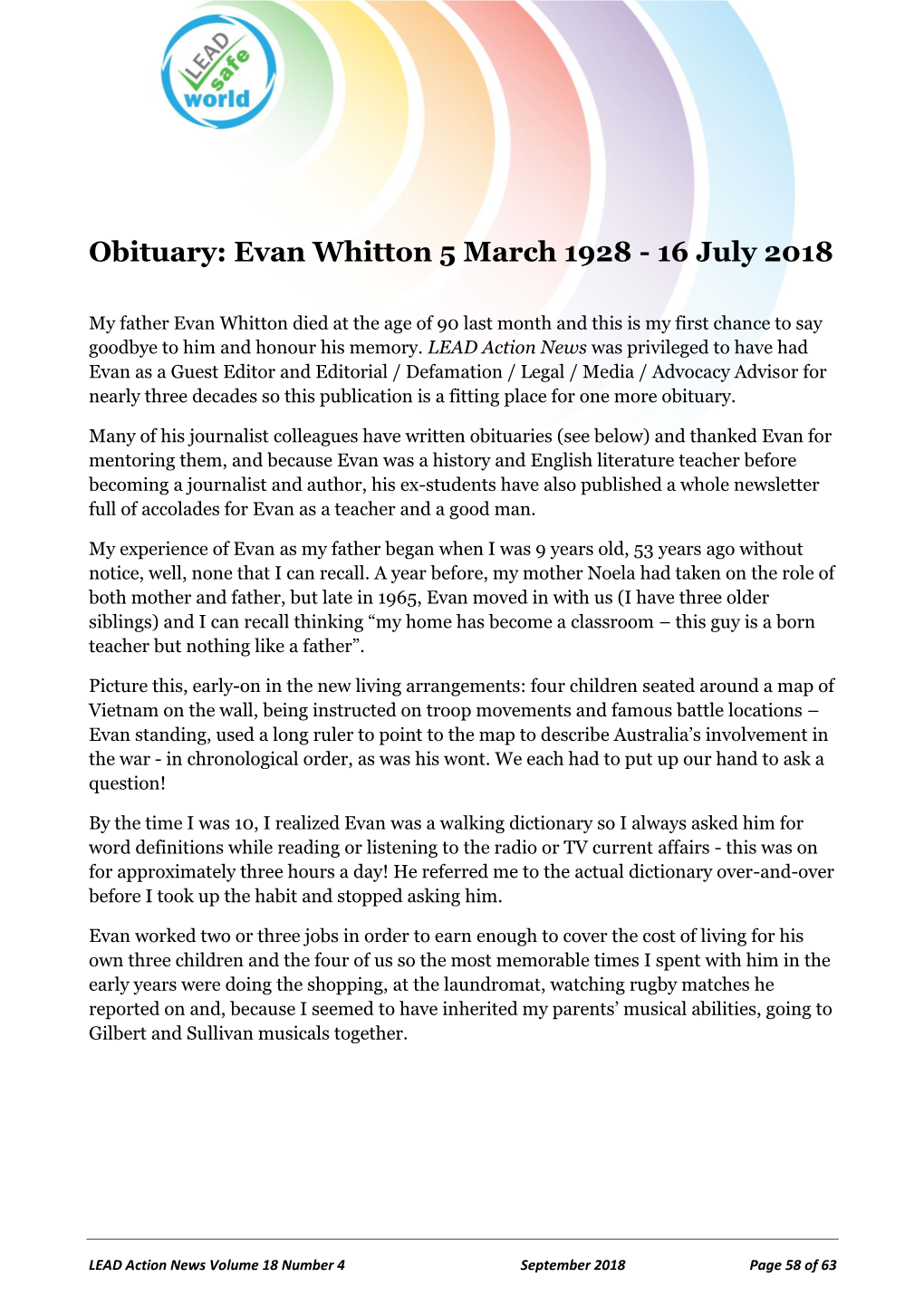 Obituary: Evan Whitton 5 March 1928 - 16 July 2018