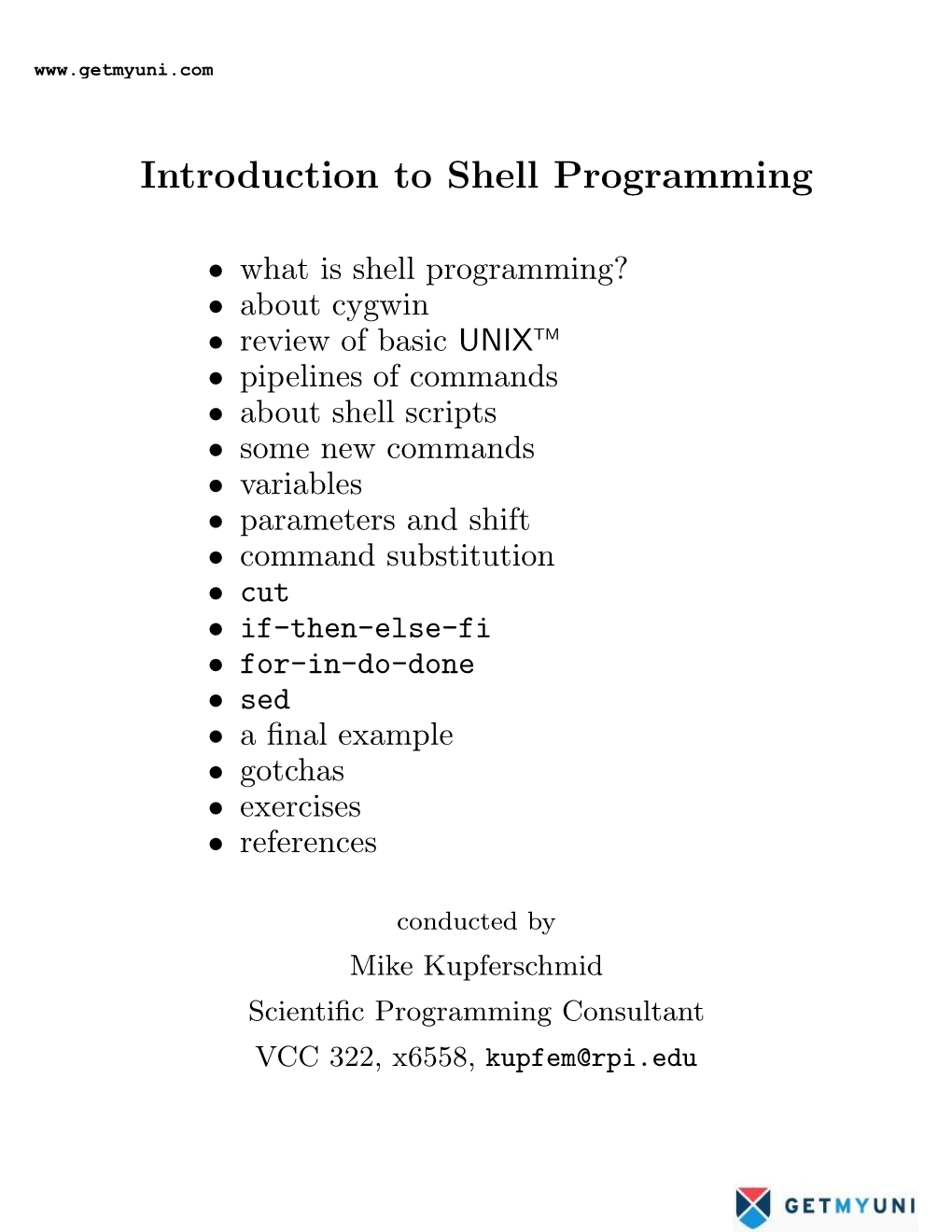 Introduction to Shell Programming