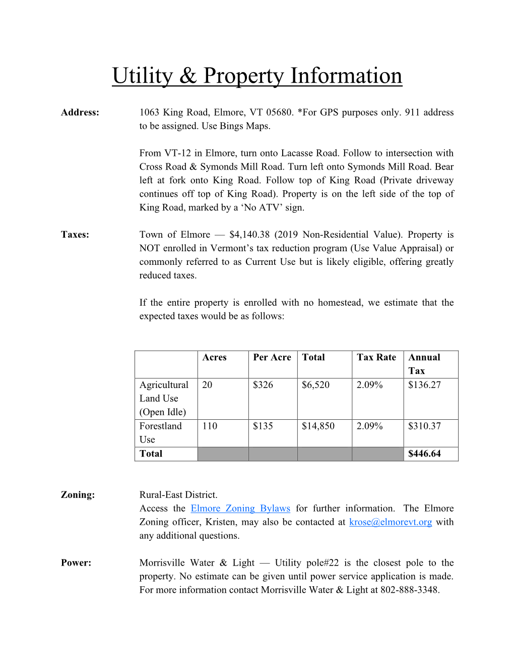 Utility & Property Information