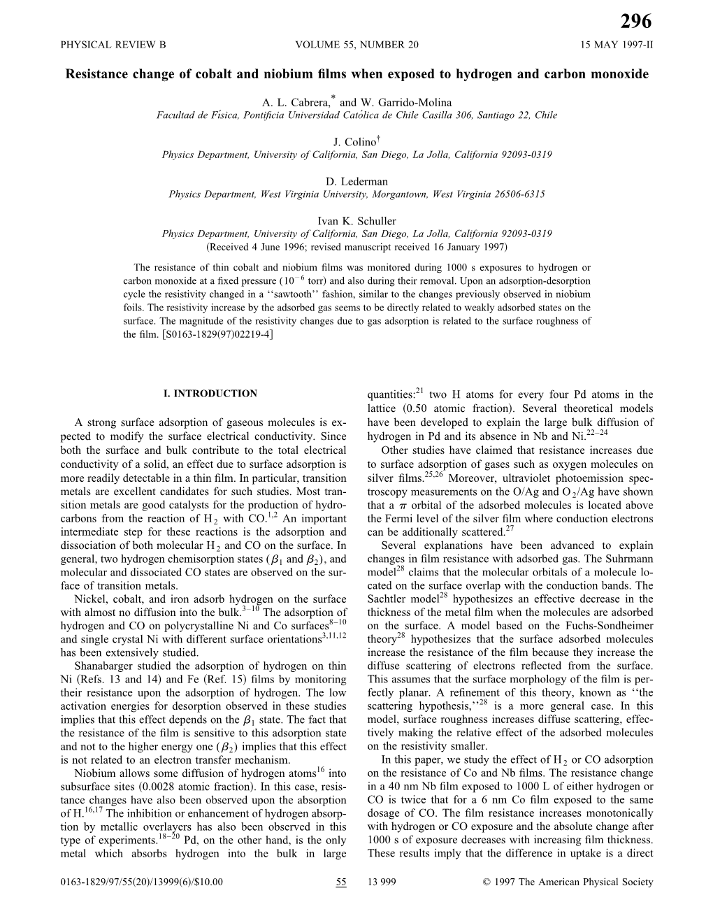 Resistance Change of Cobalt and Niobium Films When Exposed To