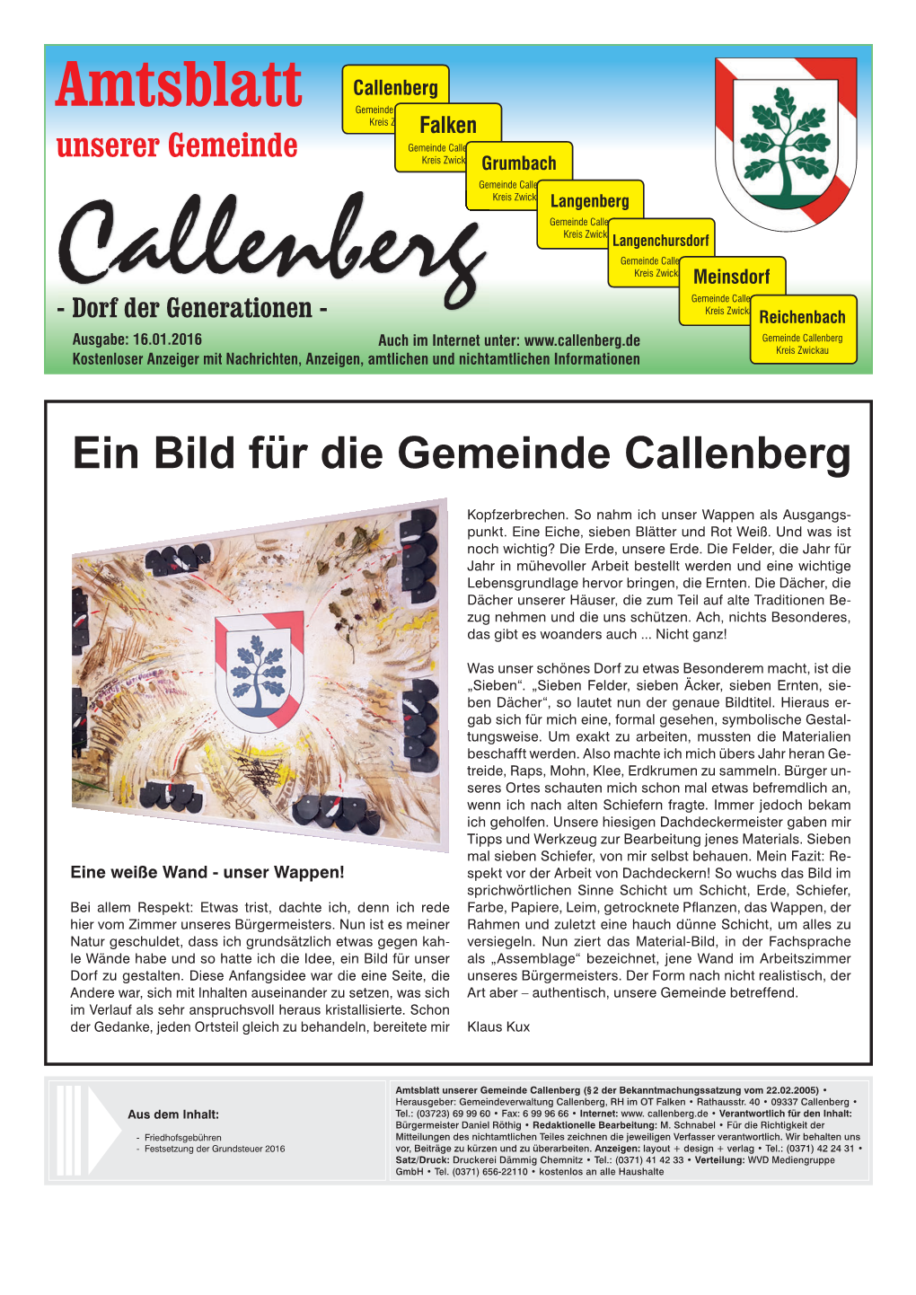 Amtsblatt Unserer Gemeinde Callenberg – 16