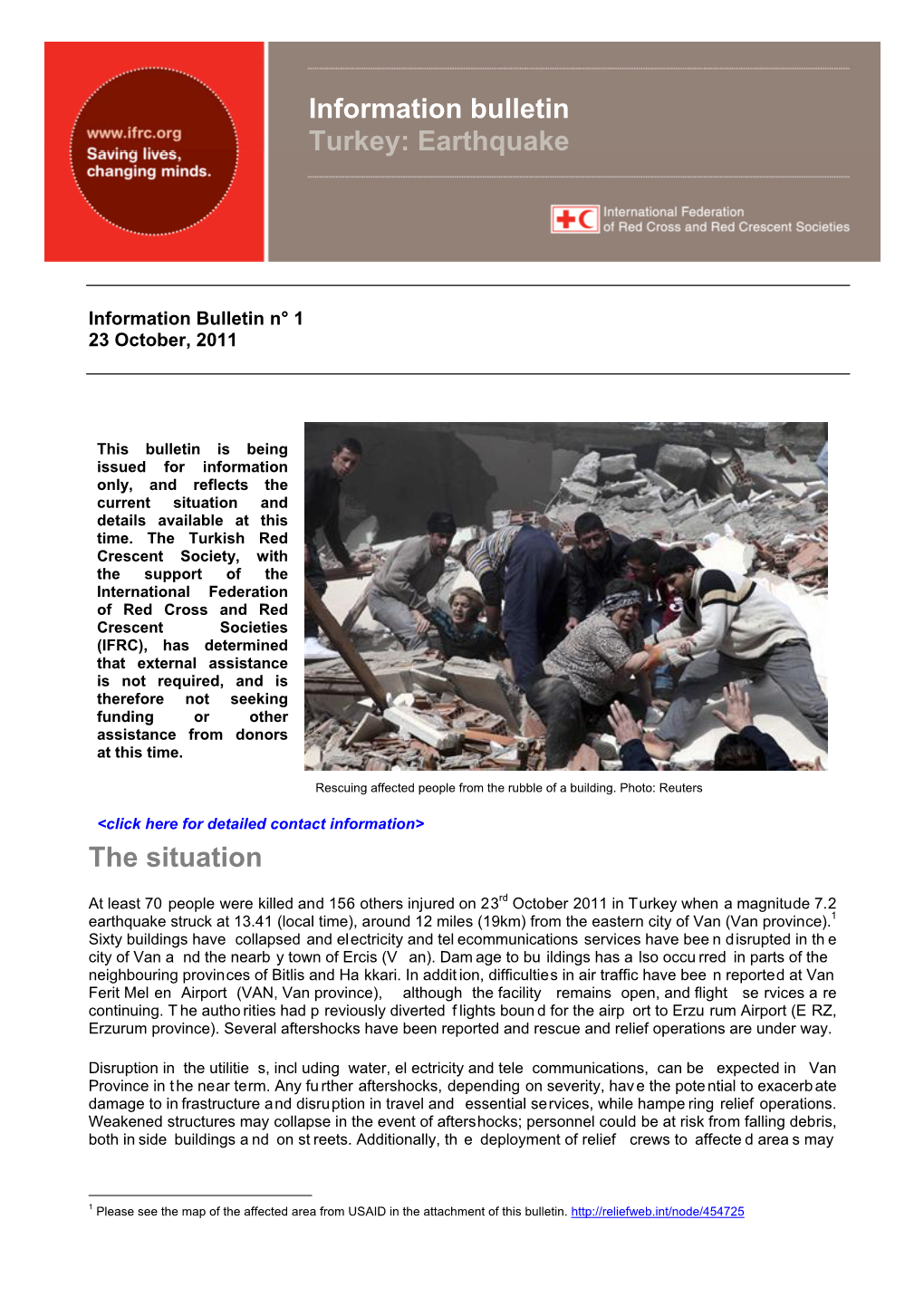 Information Bulletin Turkey: Earthquake