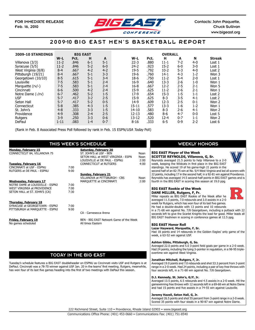 2009-10 Big East Men's Basketball Report