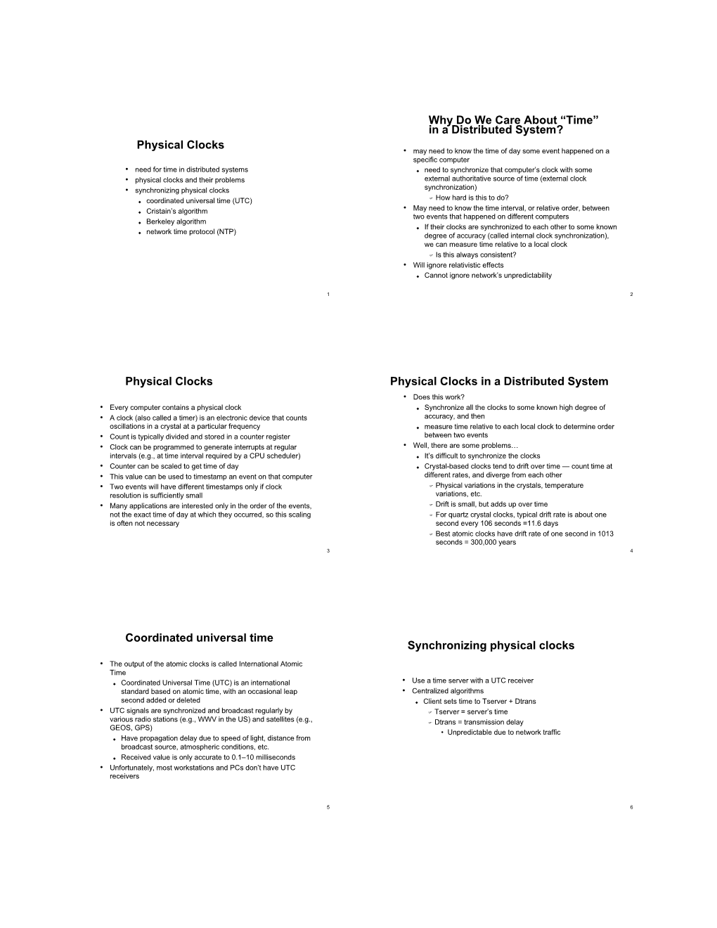 Managing Physical Clocks in Distributed Systems