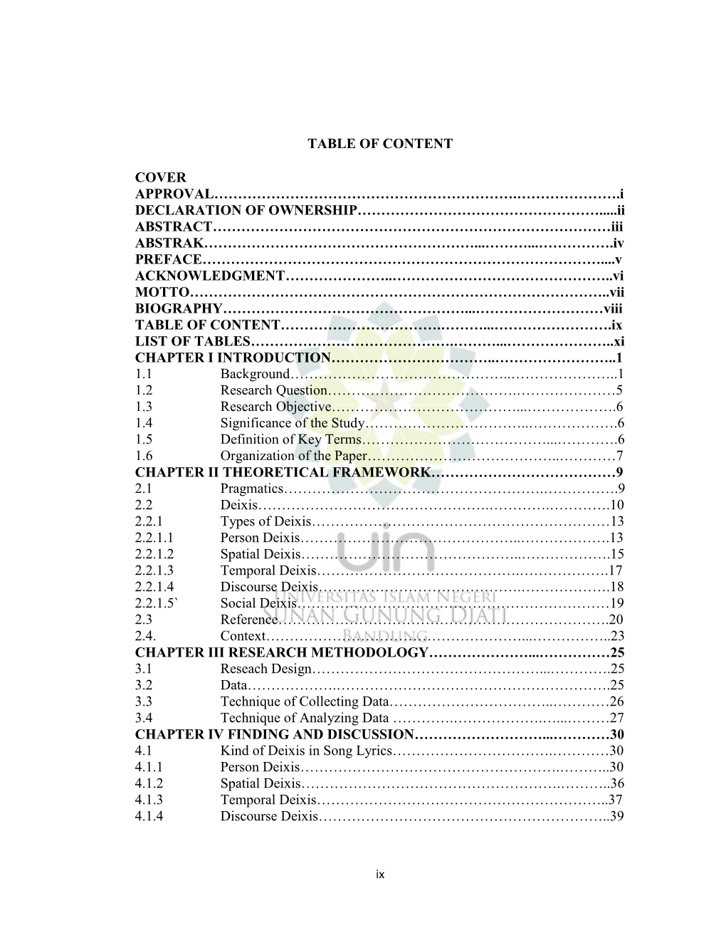 Table of Content Cover Approval