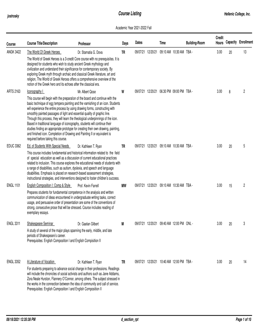 Course Listing Hellenic College, Inc