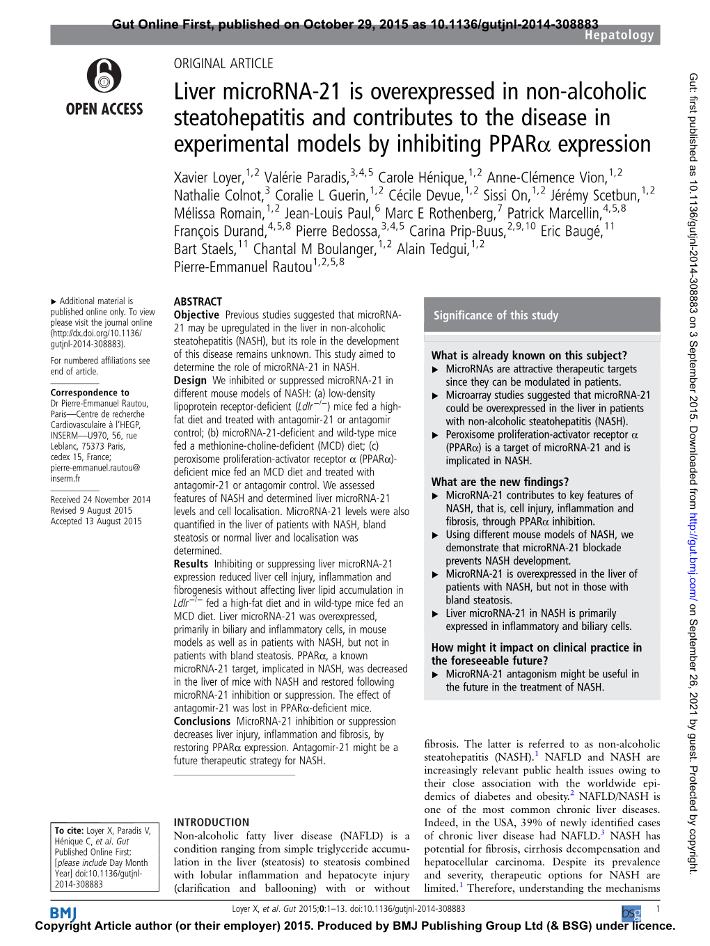 Liver Microrna-21 Is Overexpressed in Non-Alcoholic Steatohepatitis And