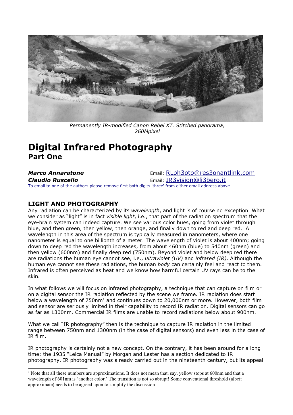 Digital Infrared Photography Part One