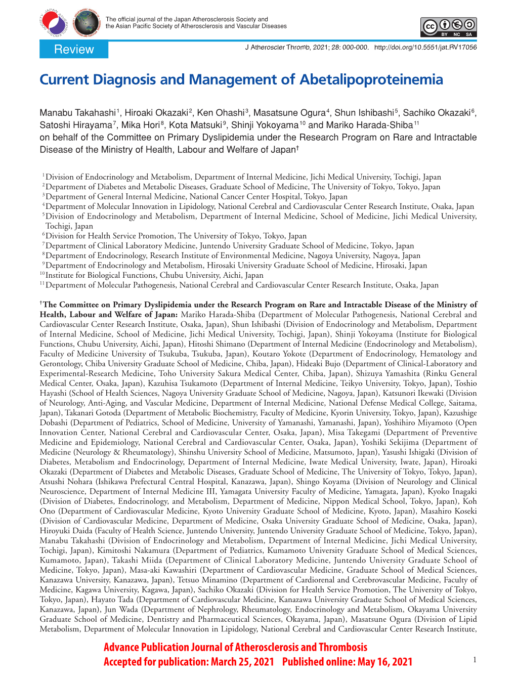 Current Diagnosis and Management of Abetalipoproteinemia