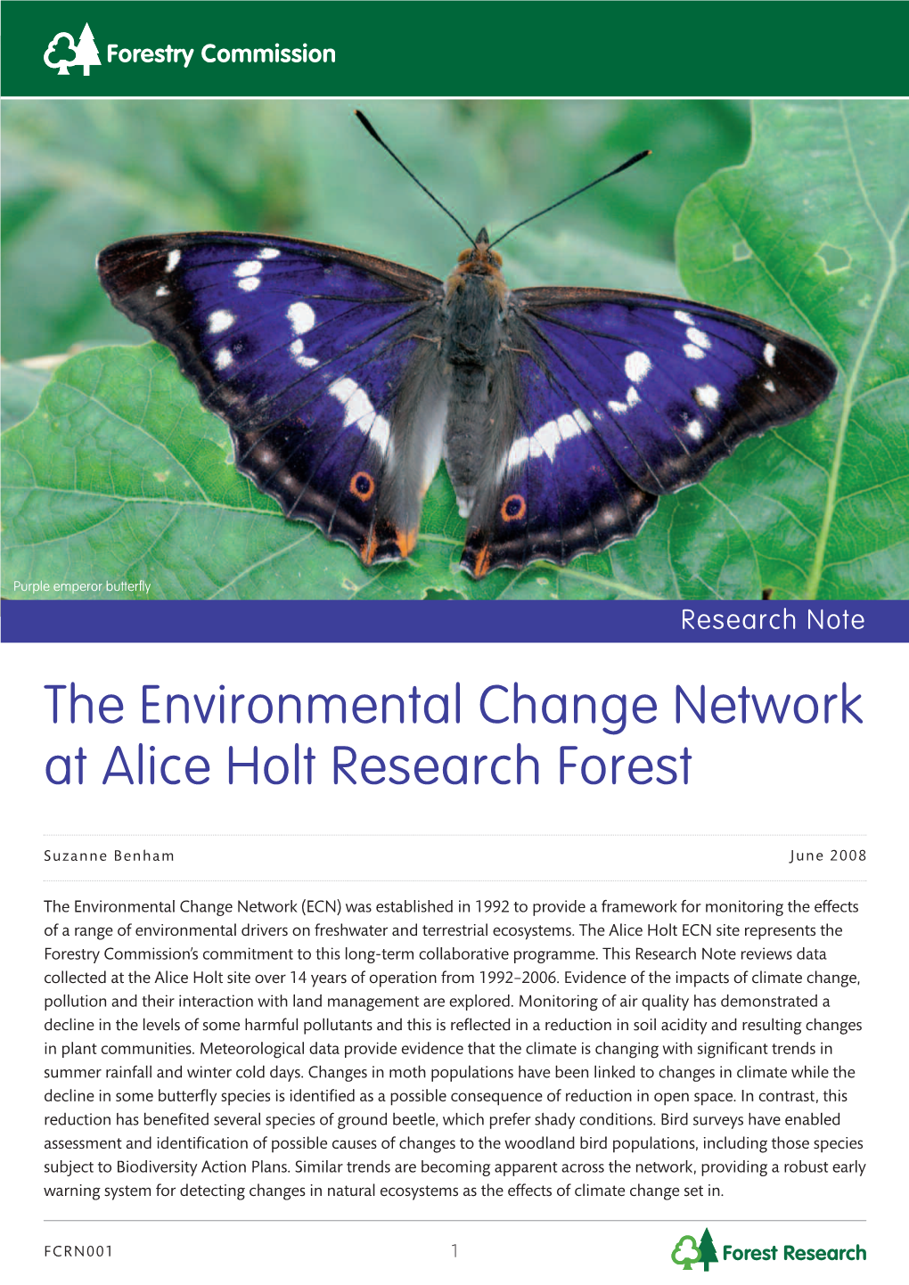 The Environmental Change Network at Alice Holt Research Forest
