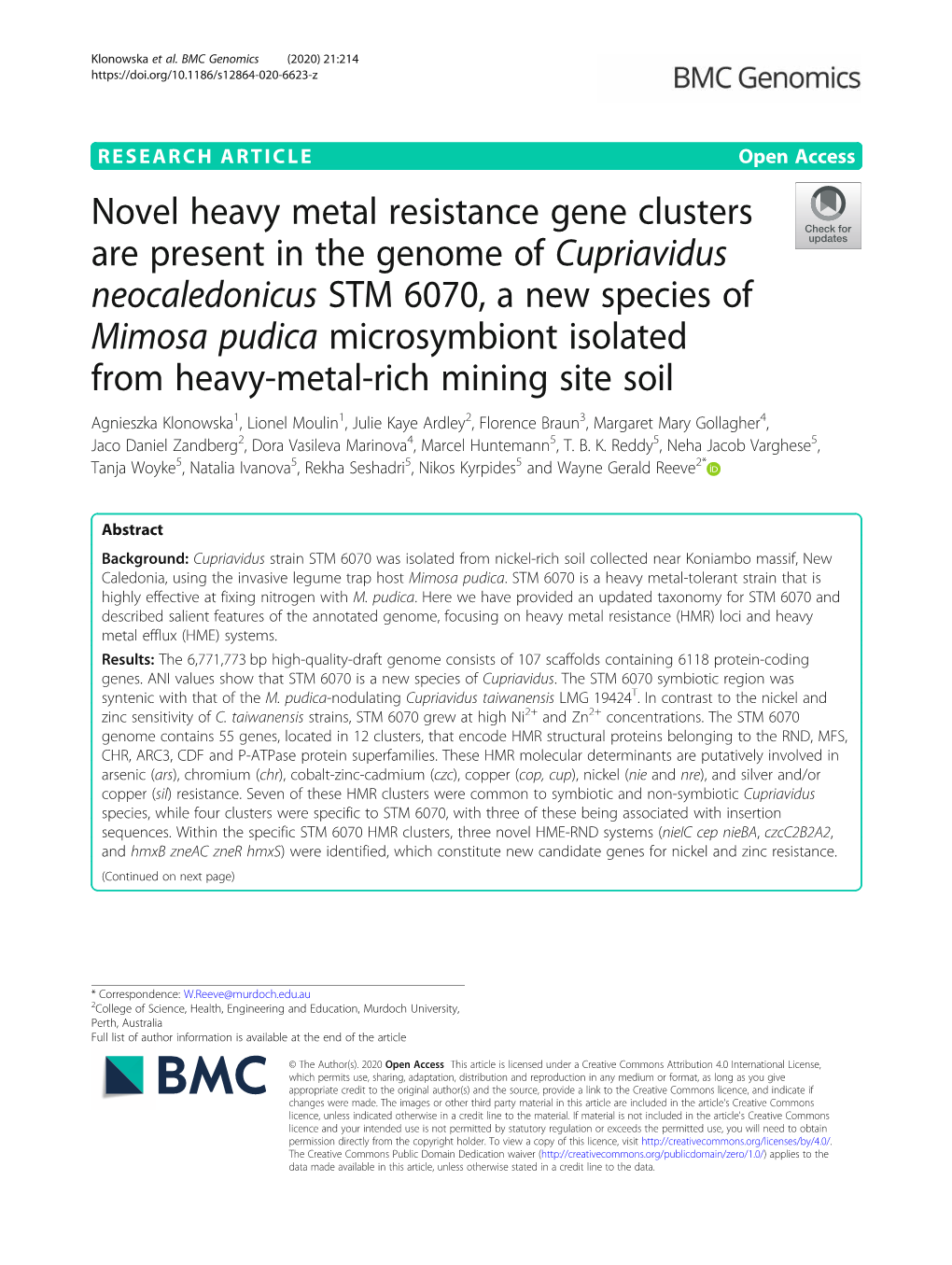 Novel Heavy Metal Resistance Gene Clusters Are Present