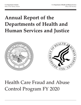 FY2020 Health Care Fruad and Abuse Control Program Annual Report