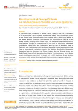 Development of Palang Pintu As an Edutainment In