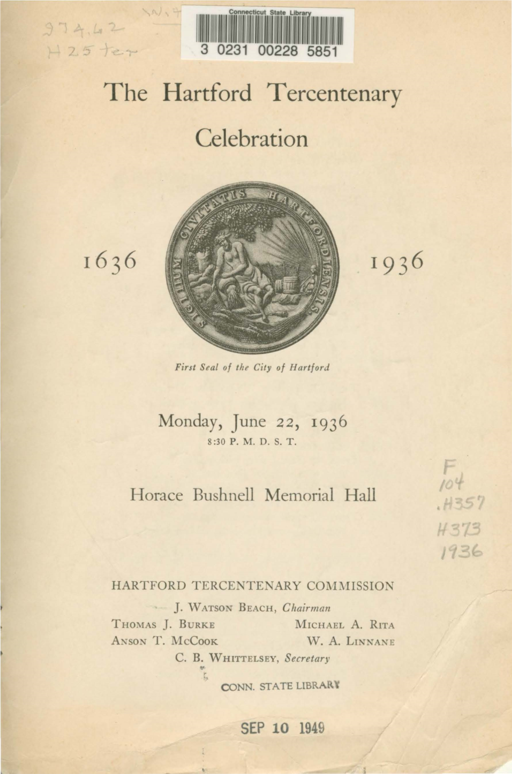 The Hartford Tercentenary Celebration