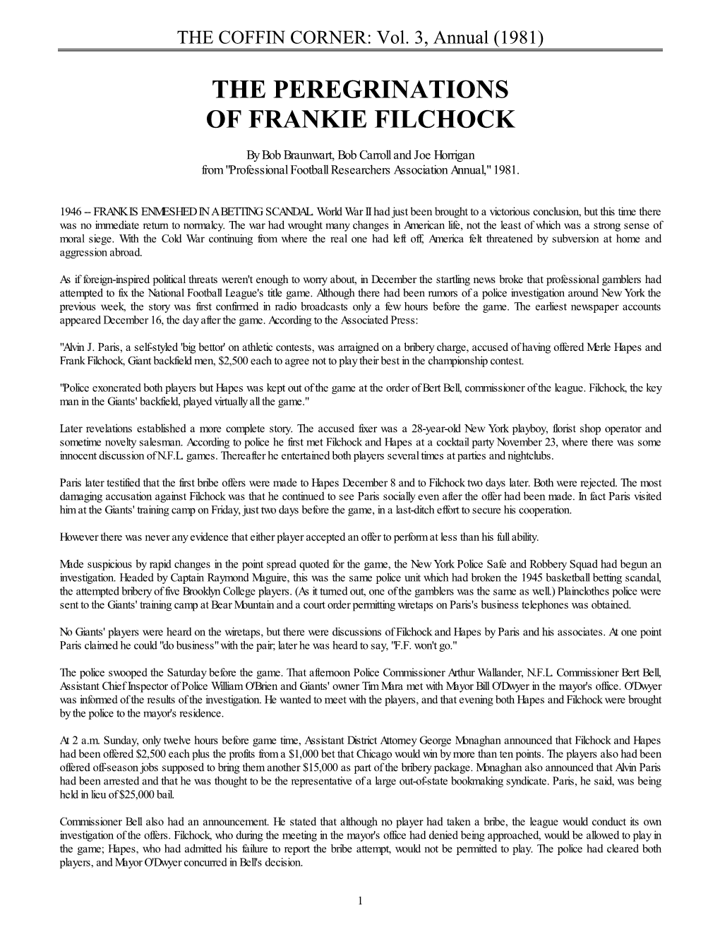 The Peregrinations of Frankie Filchock