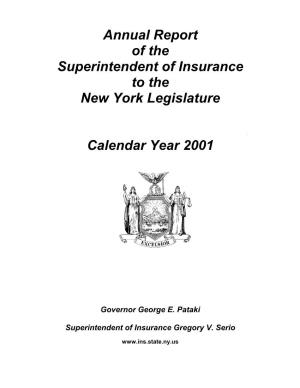 NYSDFS: NYSID Annual Report of the Superintendent of Insurance to The