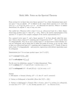 Notes on the Spectral Theorem