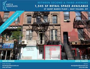 1,545 Sf Retail Space Available 27 Saint Marks Place | East Village, Ny