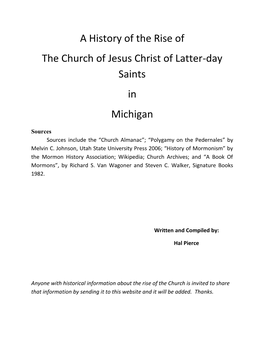 A History of the Rise of the Church of Jesus Christ of Latter-Day Saints in Michigan