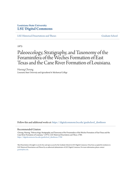 Paleoecology, Stratigraphy, and Taxonomy of the Foraminifera of the Weches Formation of East Texas and the Cane River Formation of Louisiana